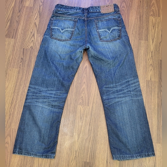 Mens Guess Desmond Relaxed Straight Jeans 32x26 Blue Denim Thick Stitch B21 - Picture 10 of 15